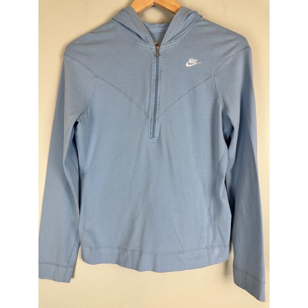 Nike Lightweight 1/2 Zip Pullover Hoodie Zipper Logo Blue Women's Size Medium